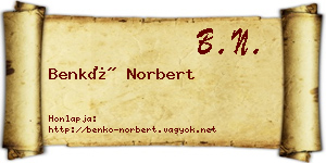 Benkő Norbert névjegykártya