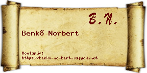 Benkő Norbert névjegykártya